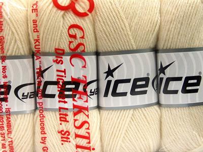 Lot of 4 Skeins Ice Yarns SILK MERINO DK (35% Silk 65% Merino Wool) Yarn Cream