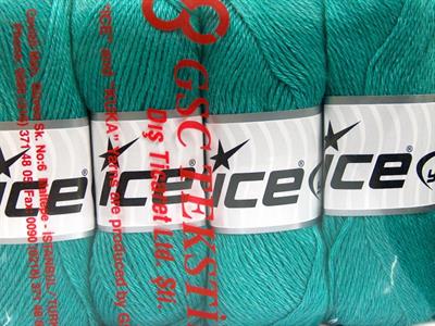 Lot of 4 Skeins Ice Yarns SILK MERINO DK (35% Silk 65% Merino Wool) Yarn Emerald Green
