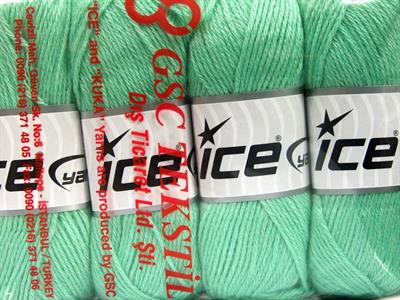 Lot of 4 Skeins Ice Yarns SILK MERINO DK (35% Silk 65% Merino Wool) Yarn Mint Green