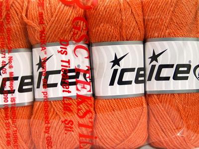 Lot of 4 Skeins Ice Yarns SILK MERINO DK (35% Silk 65% Merino Wool) Yarn Orange