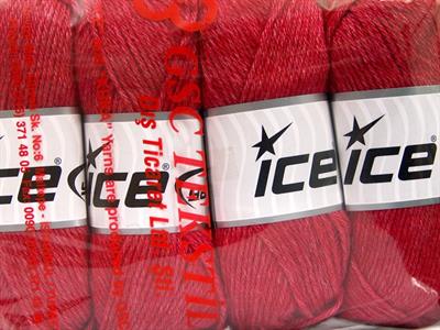 Lot of 4 Skeins Ice Yarns SILK MERINO DK (35% Silk 65% Merino Wool) Yarn Bright Red