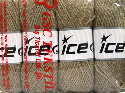 Lot of 4 Skeins Ice Yarns SILK MERINO DK (35% Silk 65% Merino Wool) Yarn Khaki