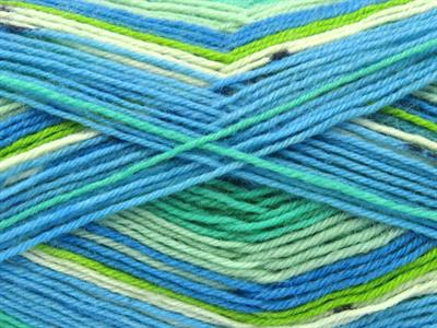 Lot of 4 x 100gr Skeins Ice Yarns SMART SOCK (75% Superwash Wool) Yarn Turquoise Shades Black Green Shades