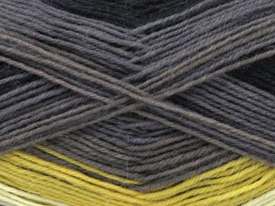 Lot of 4 x 100gr Skeins Ice Yarns SMART SOCK (75% Superwash Wool) Yarn Black Grey Cream Shades