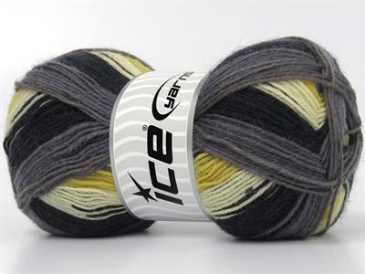 Lot of 4 x 100gr Skeins Ice Yarns SMART SOCK (75% Superwash Wool) Yarn Black Grey Cream Shades