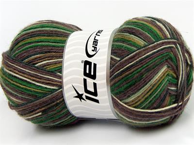 Lot of 4 x 100gr Skeins Ice Yarns SMART SOCK (75% Superwash Wool) Yarn Smoke Brown Cream Green Shades Blue