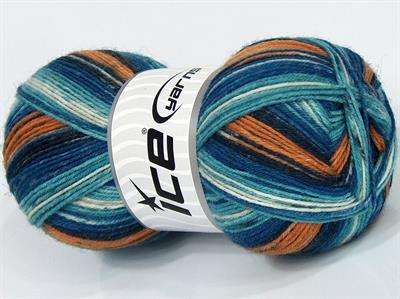Lot of 4 x 100gr Skeins Ice Yarns SMART SOCK (75% Superwash Wool) Yarn Blue Shades Camel