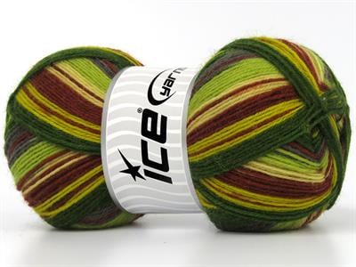 Lot of 4 x 100gr Skeins Ice Yarns SMART SOCK (75% Superwash Wool) Yarn Copper Green Shades Grey Cream