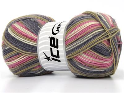 Lot of 4 x 100gr Skeins Ice Yarns SMART SOCK (75% Superwash Wool) Yarn Pink White Camel Grey Shades