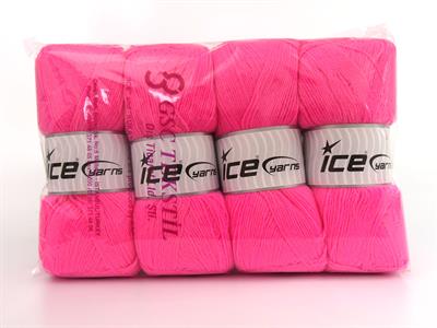 Lot of 4 x 100gr Skeins Ice Yarns SOCK UNICOLOR (75% Superwash Wool) Yarn Candy Pink