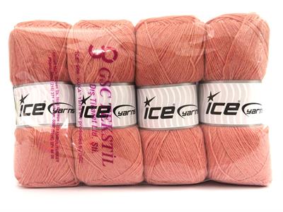 Lot of 4 x 100gr Skeins Ice Yarns SOCK UNICOLOR (75% Superwash Wool) Yarn Light Salmon