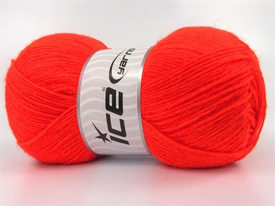 Lot of 4 x 100gr Skeins Ice Yarns SOCK UNICOLOR (75% Superwash Wool) Yarn Neon Dark Orange