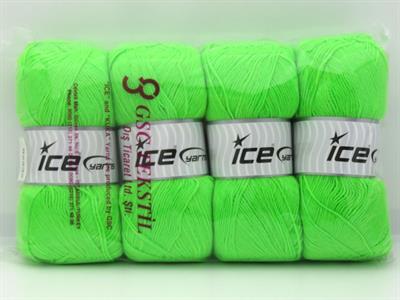 Lot of 4 x 100gr Skeins Ice Yarns SOCK UNICOLOR (75% Superwash Wool) Yarn Neon Green