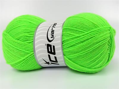 Lot of 4 x 100gr Skeins Ice Yarns SOCK UNICOLOR (75% Superwash Wool) Yarn Neon Green