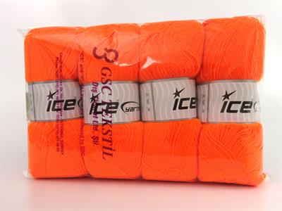 Lot of 4 x 100gr Skeins Ice Yarns SOCK UNICOLOR (75% Superwash Wool) Yarn Neon Orange