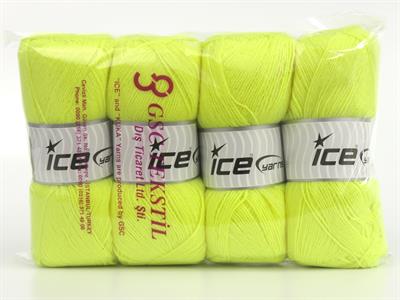 Lot of 4 x 100gr Skeins Ice Yarns SOCK UNICOLOR (75% Superwash Wool) Yarn Neon Yellow