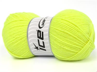 Lot of 4 x 100gr Skeins Ice Yarns SOCK UNICOLOR (75% Superwash Wool) Yarn Neon Yellow