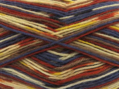 Lot of 4 x 100gr Skeins Ice Yarns SOCK VARICOLOR (75% Superwash Wool) Yarn Camel Cream Copper Yellow Blue Black