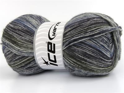 Lot of 4 x 100gr Skeins Ice Yarns SOCK VARICOLOR (75% Superwash Wool) Yarn Black Grey Shades Blue Shades