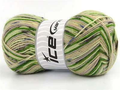 Lot of 4 x 100gr Skeins Ice Yarns SOCK VARICOLOR (75% Superwash Wool) Yarn Green Shades Grey Shades Blue Beige
