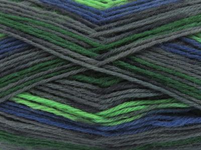 Lot of 4 x 100gr Skeins Ice Yarns SOCK VARICOLOR (75% Superwash Wool) Yarn Green Shades Grey Shades Blue