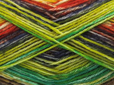 Lot of 4 x 100gr Skeins Ice Yarns SOCK VARICOLOR (75% Superwash Wool) Yarn Green shades Brown Shades Blue Orange