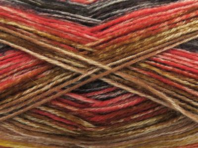 Lot of 4 x 100gr Skeins Ice Yarns SOCK VARICOLOR (75% Superwash Wool) Yarn Brown Gold Salmon Black