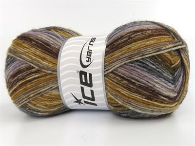 Lot of 4 x 100gr Skeins Ice Yarns SOCK VARICOLOR (75% Superwash Wool) Yarn Gold Light Lilac Grey Shades Brown