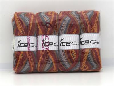 Lot of 4 x 100gr Skeins Ice Yarns SOCK VARICOLOR (75% Superwash Wool) Yarn Copper Shades Gold Grey Shades