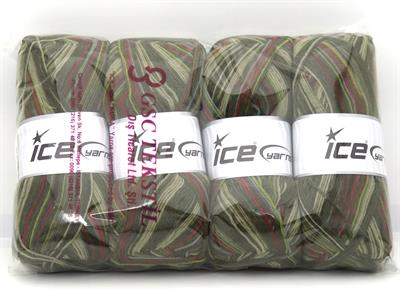 Lot of 4 x 100gr Skeins Ice Yarns SOCK VARICOLOR (75% Superwash Wool) Yarn Copper Green Blue Khaki Shades