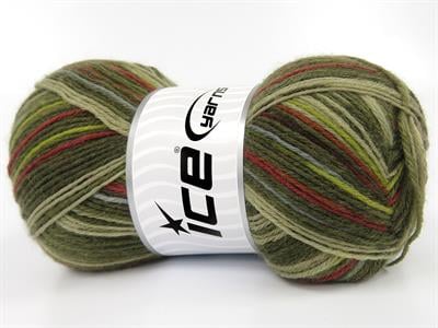 Lot of 4 x 100gr Skeins Ice Yarns SOCK VARICOLOR (75% Superwash Wool) Yarn Copper Green Blue Khaki Shades