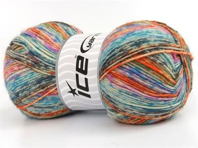 Lot of 4 x 100gr Skeins Ice Yarns SOCK VARICOLOR (75% Superwash Wool) Yarn Turquoise Neon Orange Blue Green Pink Lilac