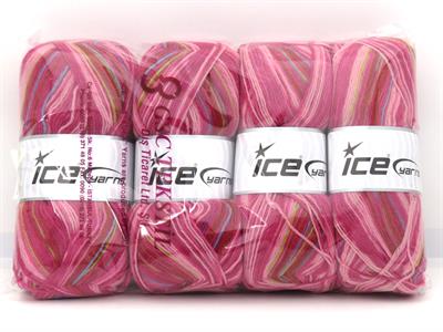 Lot of 4 x 100gr Skeins Ice Yarns SOCK VARICOLOR (75% Superwash Wool) Yarn Copper Green Blue Purple Orchid Pink