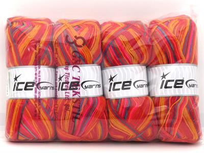 Lot of 4 x 100gr Skeins Ice Yarns SOCK VARICOLOR (75% Superwash Wool) Yarn Red Gold Pink Green Turquoise Blue