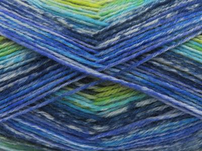 Lot of 4 x 100gr Skeins Ice Yarns SOCK VARICOLOR (75% Superwash Wool) Yarn Blue Shades Green Shades