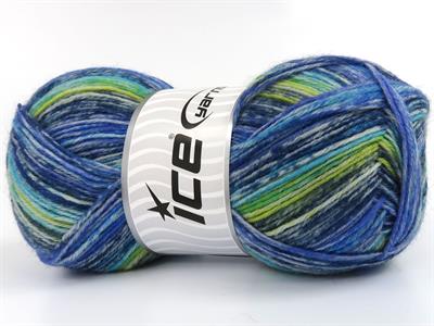 Lot of 4 x 100gr Skeins Ice Yarns SOCK VARICOLOR (75% Superwash Wool) Yarn Blue Shades Green Shades