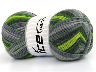 Lot of 4 x 100gr Skeins Ice Yarns SOCK VARICOLOR (75% Superwash Wool) Yarn Green Shades Grey Shades