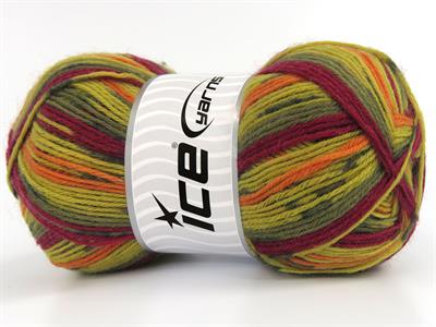 Lot of 4 x 100gr Skeins Ice Yarns SOCK VARICOLOR (75% Superwash Wool) Yarn Green Shades Burgundy Orange