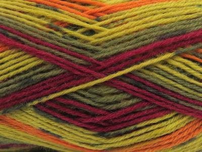Lot of 4 x 100gr Skeins Ice Yarns SOCK VARICOLOR (75% Superwash Wool) Yarn Green Shades Burgundy Orange