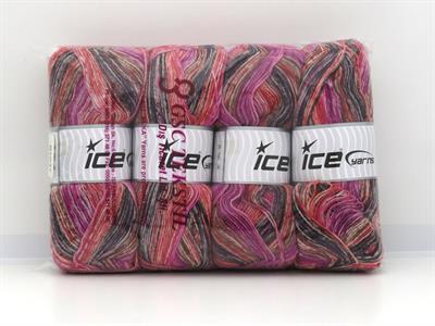 Lot of 4 x 100gr Skeins Ice Yarns SOCK VARICOLOR (75% Superwash Wool) Yarn Black Pink Red Cream