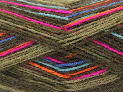 Lot of 4 x 100gr Skeins Ice Yarns SOCK VARICOLOR (75% Superwash Wool) Yarn Pink Blue Turquoise Orange Khaki Shades