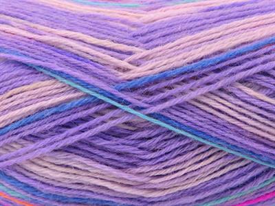 Lot of 4 x 100gr Skeins Ice Yarns SOCK VARICOLOR (75% Superwash Wool) Yarn Lilac Shades Orange Pink Blue Turquoise