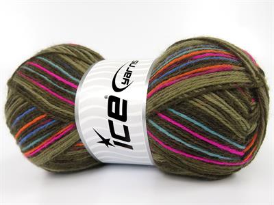 Lot of 4 x 100gr Skeins Ice Yarns SOCK VARICOLOR (75% Superwash Wool) Yarn Pink Blue Turquoise Orange Khaki Shades