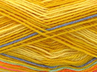 Lot of 4 x 100gr Skeins Ice Yarns SOCK VARICOLOR (75% Superwash Wool) Yarn Pink Blue Turquoise Orange Gold Shades