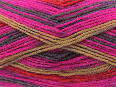 Lot of 4 x 100gr Skeins Ice Yarns SOCK VARICOLOR (75% Superwash Wool) Yarn Pink Grey Lilac Camel Red