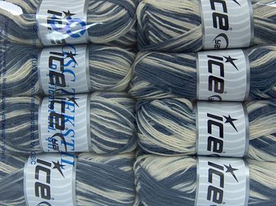 Lot of 8 Skeins Ice Yarns SOCKENWOLLE (75% Superwash Wool) Yarn Grey Shades Cream