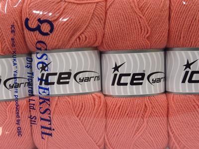 Lot of 4 x 100gr Skeins Ice Yarns SOFTLY BABY FINE Hand Knitting Yarn Salmon