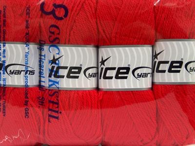 Lot of 4 x 100gr Skeins Ice Yarns SOFTLY BABY Hand Knitting Yarn Tomato Red