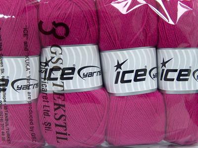 4x100gr. SOLID SOCK  Fuşya Kışlık, Çok İnce, Yün, Makina Yıkama