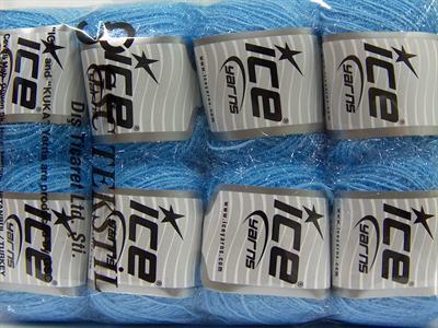 Lot of 8 Skeins Ice Yarns SPARKLE SOFT Hand Knitting Yarn Light Blue
